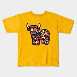 Graphic Scottish Cow Kids T-Shirt